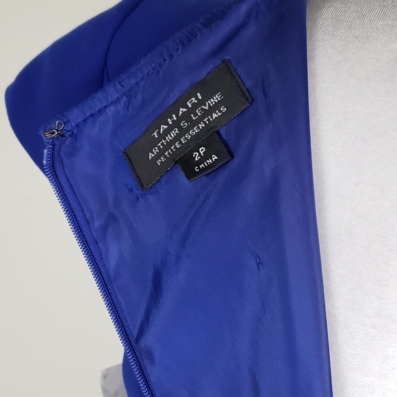 Tahari A.S.L.~Size 2 Petite~Royal Blue Belted Dress Lined NEW. - Picture 6 of 12
